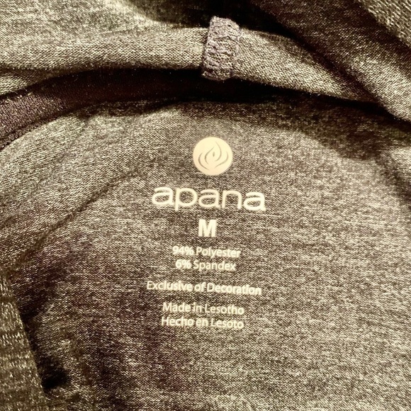 NWT Athletic Hoodie Medium Apana Yoga Lifestyle Activewear Heather Black LongSlv - Picture 10 of 16